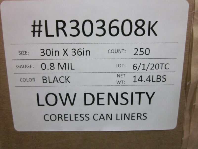 LIN36 30x36 .8ml 28 gallon Trash liners black