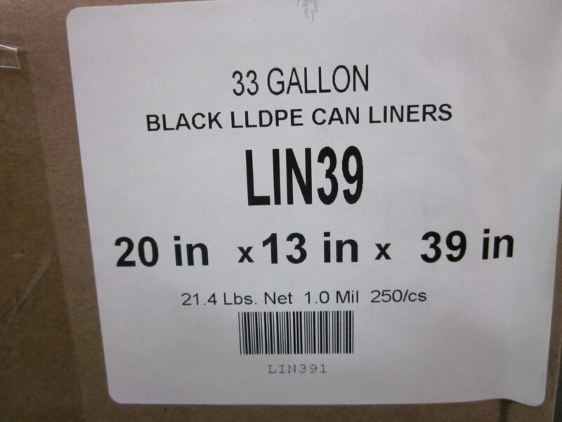 Trash Liner 33x39 Black 33 gallon