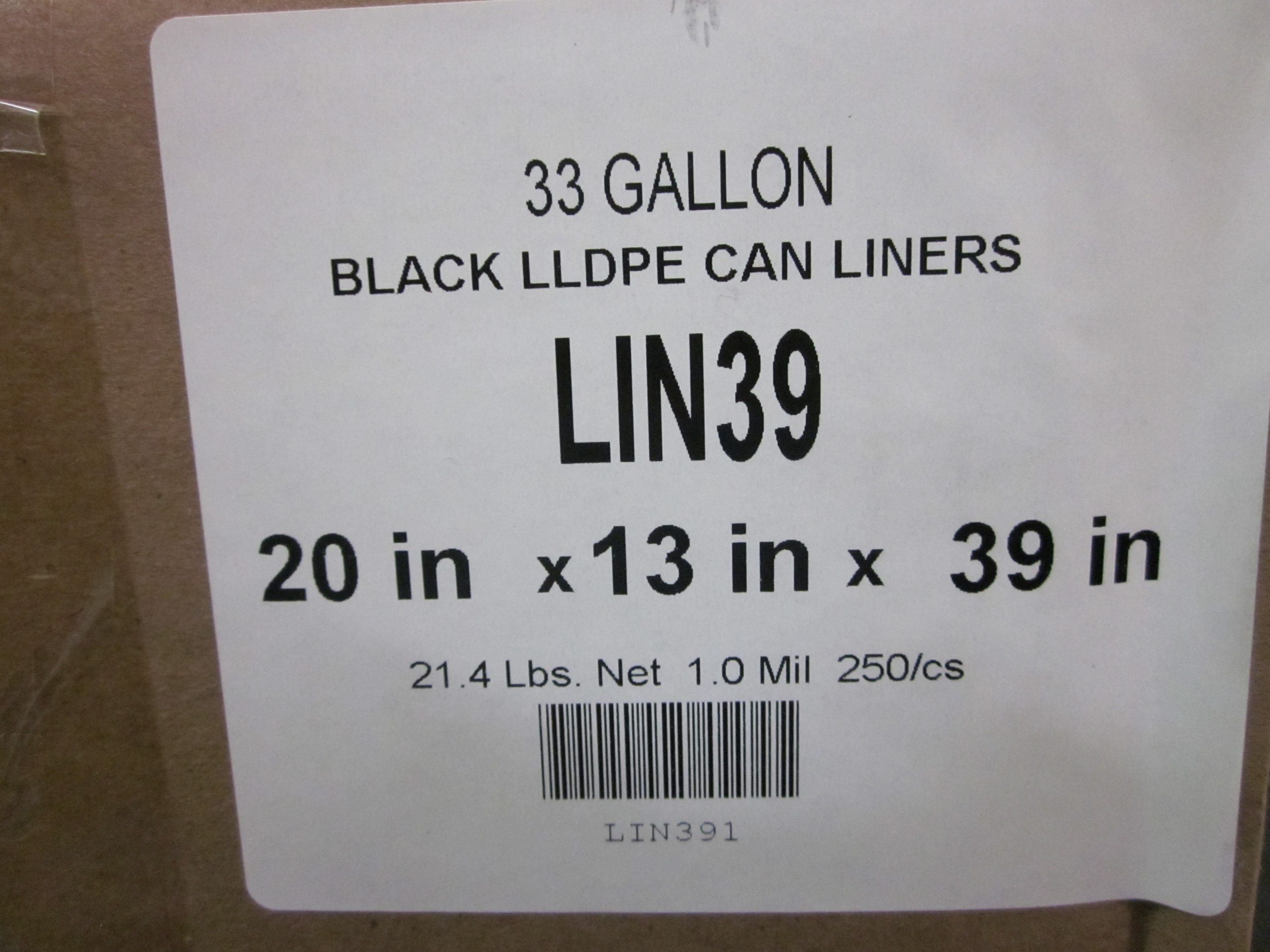 33 X 39 Black Low-Density Heavy Duty Trash Liner, 33 Gallon, 150 Liners/Case  - Key Maintenance Supply