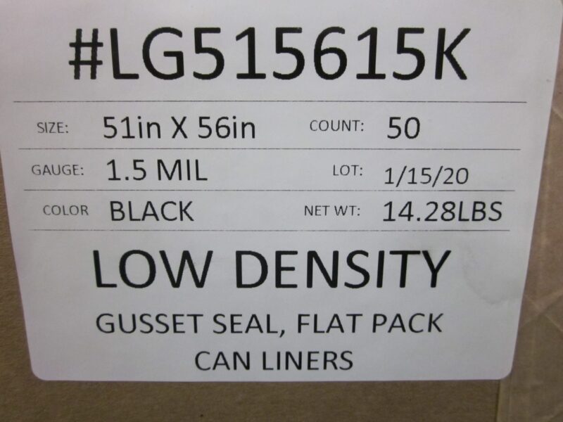 LIN5615-H Black Trash Can liner 60 gallon