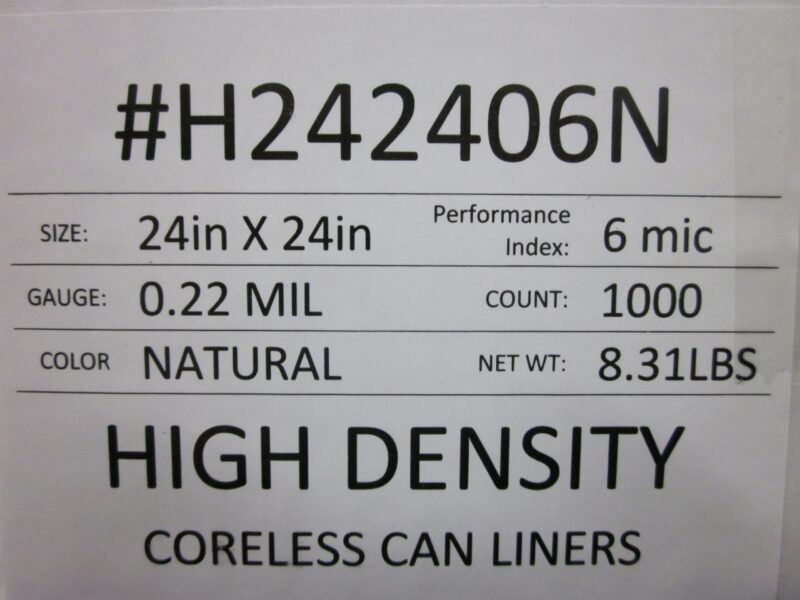 LINHD24  Trash Liner Hi Density 24 Clear 7-10 gallon