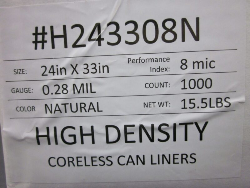 LINHD33 Trash liner Hi Density 14 gallon