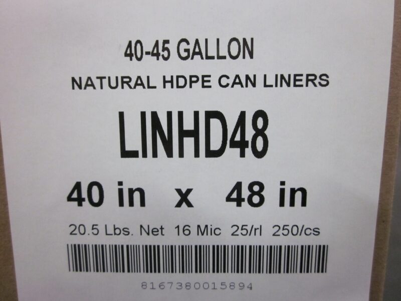 LINHD48 Hi Density 44 Gallon Clear Trash Liner