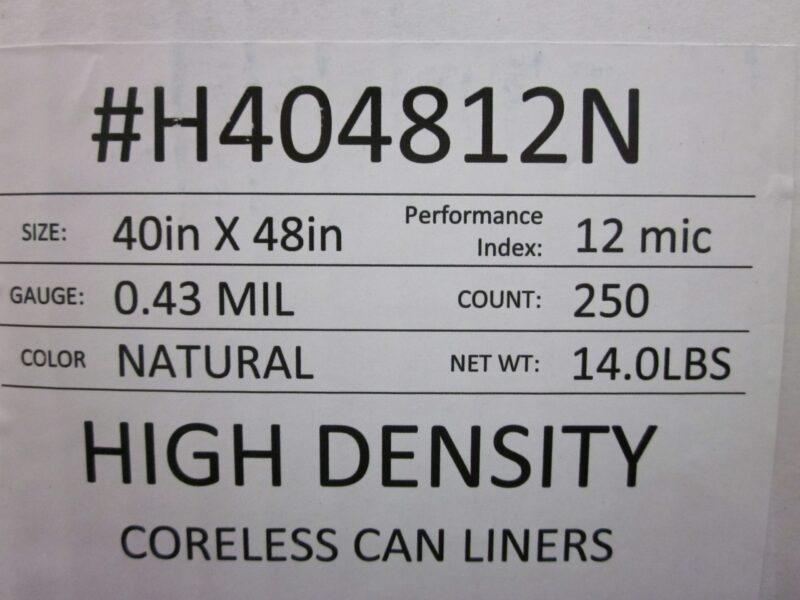 LINHD4812 Economy 44 Gallon High Density Trash Liner