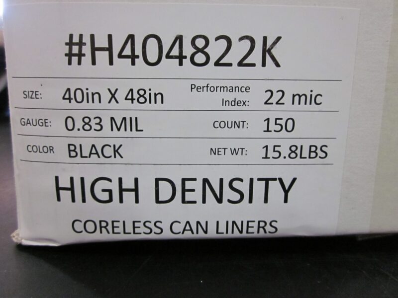 LINHD4822BLK  44 Gallon Hi Density Black 22 mic Trash Liner